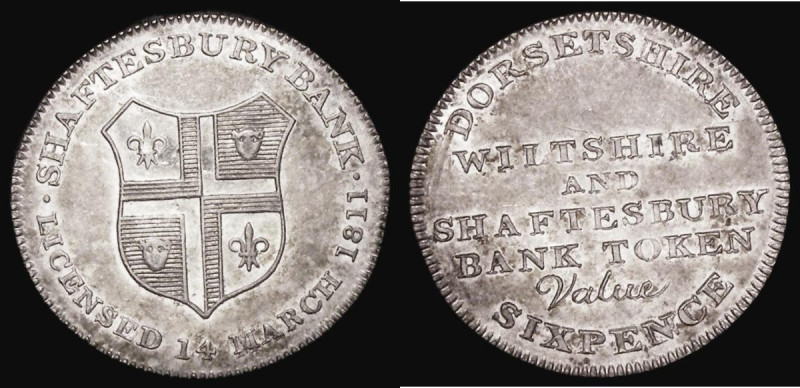 Sixpence 19th Century Dorset - Shaftesbury 1811 Shaftesbury Bank Licensed 14 Mar...