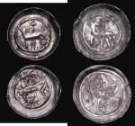 Alsace - Strasbourg Silver Denier (2) undated (c.1250-1300) Obverse: Bust of mitred Bishop to left, Reverse: Agnel crucigere, 0.48 grammes and 0.51 gr...