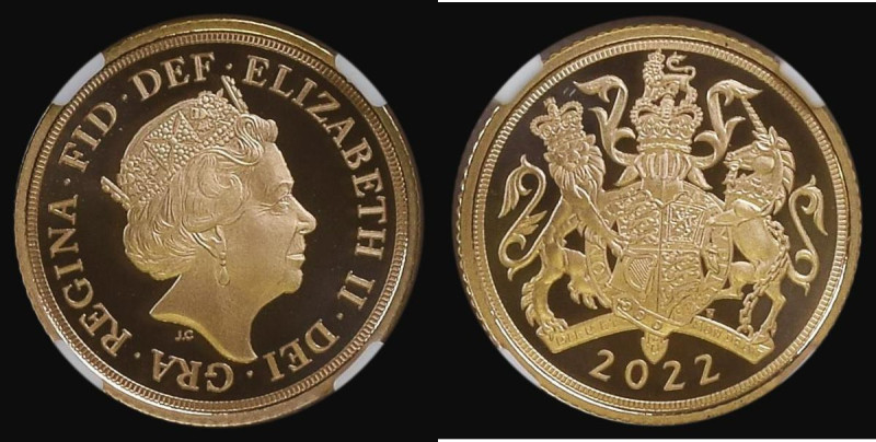 Half Sovereign 2022 Queen Elizabeth II Platinum Jubilee Gold Proof, S.SB12, in a...