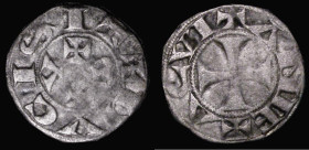 Anglo-Gallic - Aquitaine, Denier, Eleanor, Duchess of Aquitaine (1137-1204) struck after 1189, Obverse: Two Cross Patees, m above, A below, DVCISIT, R...