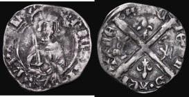 Anglo-Gallic - Aquitaine, Hardi d'Argent of one sterling Richard II (1377-1399) Obverse: King half length facing RICARD R. AGLIE, Reverse: Long Cross,...