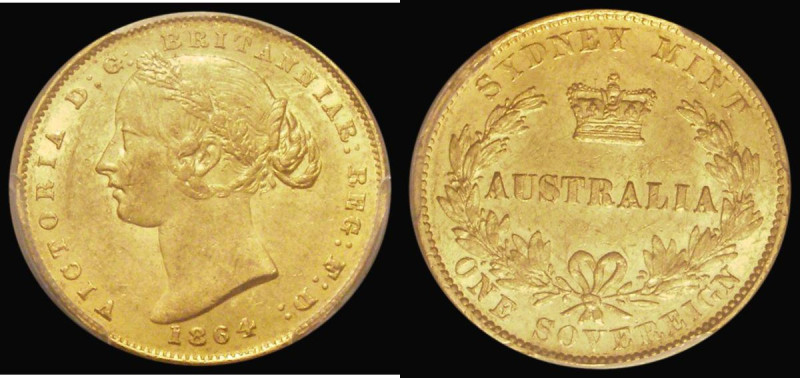 Australia Sovereign 1864 Marsh A369, in a PCGS holder and graded AU58
Estimate:...