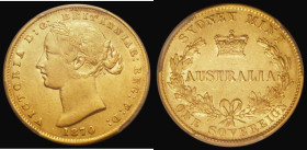 Australia Sovereign 1870 Sydney Branch Mint, Marsh A375 in a PCGS holder and graded AU53
Estimate: 450-550