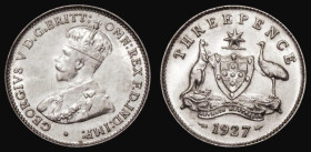 Australia Threepence 1927 KM#24 UNC retaining almost full lustre, the obverse with some hairlines
Estimate: 35-75