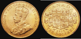 Canada Ten Dollars Gold 1914 KM#27 in a PCGS 'Canada Gold Reserve' holder and graded MS63+
Estimate: 1000-1200