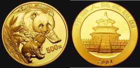 China 500 Yuan Panda 2004 Gold One Ounce KM#1537 Lustrous UNC
Estimate: 1700-2200