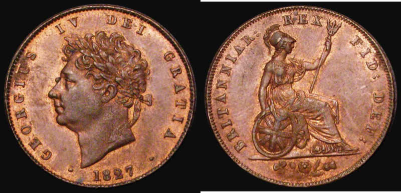 Halfpenny 1827 Peck 1438 EF with traces of lustre and a few small spots
Estimat...