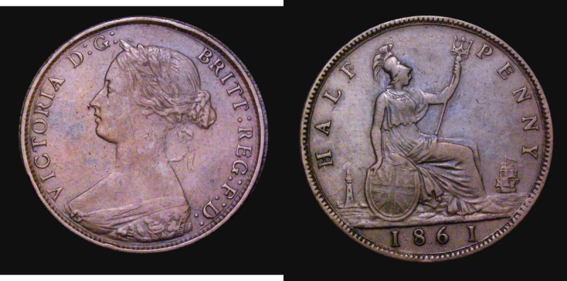 Halfpenny 1861 Freeman 282 dies 7+G Good Fine
Estimate: 20-25