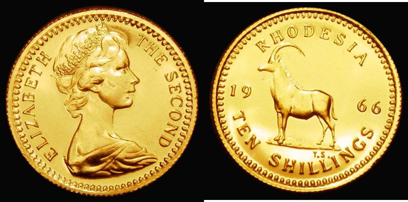 Rhodesia Ten Shillings 1966 Gold Proof KM#5 nFDC retaining practically full mint...