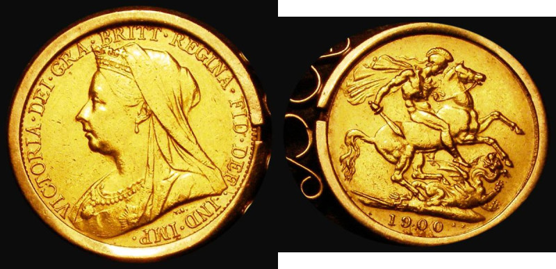 Sovereign 1900M Marsh 160, S.3875 Good Fine in a 9 carat gold mount, total weigh...