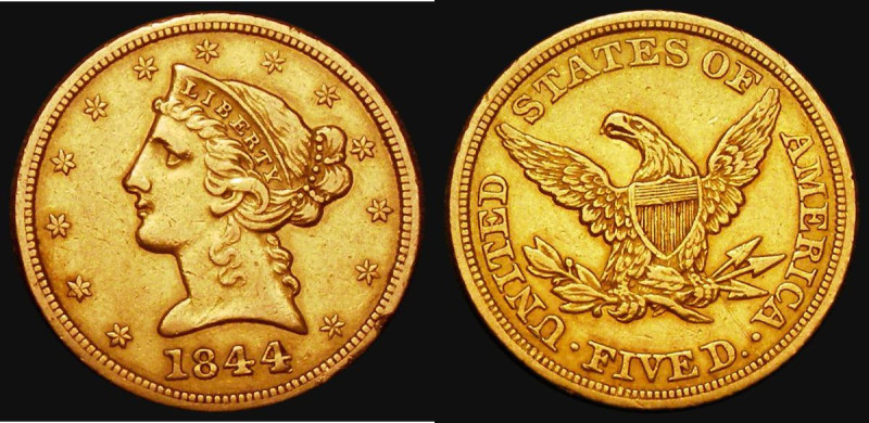 USA Five Dollars Gold 1844 Breen 6550 NVF with some small edge nicks
Estimate: ...