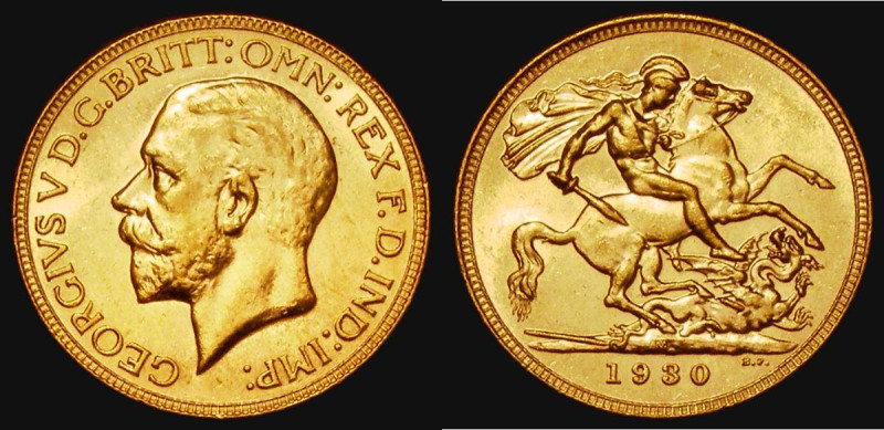 Sovereign 1930M Marsh 248, S.4000, EF and lustrous, Rare with a mintage of just ...