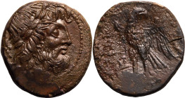 MAGNA GRAECIA. BRUTTIUM, THE BRETTI. 
Bronze ae23, circa 211-208 BC. 
Obv: laureate head of Zeus right; sceptre to left. Rev: BPETTI&Omega;N, eagle,...