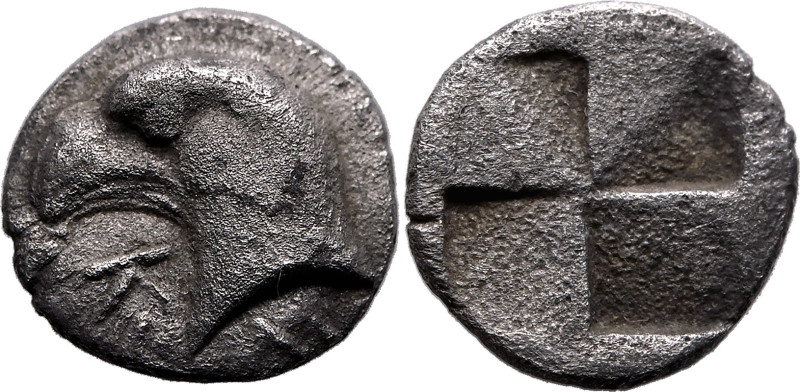 ANCIENT GREECE. AEOLIS, KYME. 
Silver hemiobol, circa 480-450 BC. 
Obv: eagle ...