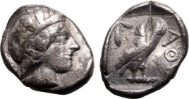 ANCIENT GREECE. ATTICA, ATHENS. 
Silver tetradrachm, circa 440-404 BC. 
Mid-mass coinage issue. Obv: Athena head right, wearing crested Attic helmet...