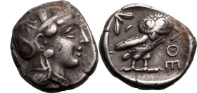 ANCIENT GREECE. ATTICA, ATHENS. Eastern Imitation. 
Silver tetradrachm, circa 400-300 BC. 
Obv: Athena head right, wearing crested Attic helmet orna...
