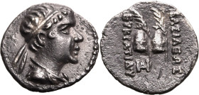ANCIENT GREECE. GRECO-BAKTRIAN KINGDOM. Eukratides I 'the Great'. 
Silver obol, circa 170-145 BC. Panjhir(?). 
Obv: diademed, draped, and cuirassed ...