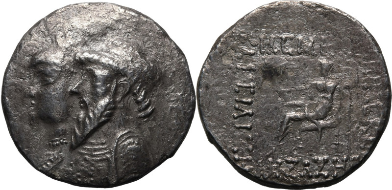ANCIENT GREECE. KINGDOM OF ELYMAIS. Kamnaskires III and Anzaze. 
Silver tetradr...