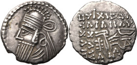 ANCIENT GREECE. KINGDOM OF PARTHIA. Vologases IV. 
Silver drachm, circa AD 147-191. Ekbatana. 
Obv: bust to left with long beard, wearing tiara; thr...
