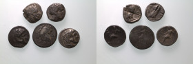 ANCIENT GREECE. 
Silver 5 x ar tetradrachms, 5th-1st centuries BC. 
Lot of 5 AR tetradrachms, including:

2 x Attica, Athens AR Tetradrachms (ref:...