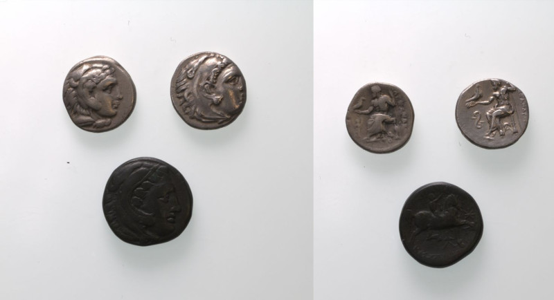 ANCIENT GREECE. KINGDOM OF MACEDON. 
Silver/Bronze 3 x ar/ae denominations, 4th...