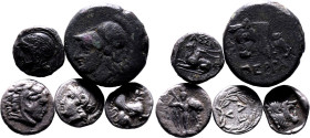 ANCIENT GREECE. Various Rulers/Cities. 
Silver/Bronze 5 x ar/ae denominations, 4th-1st centuries BC. 
Lot of 5 AR/AE Denominations, all from Asia Mi...
