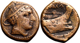 ROMAN REPUBLIC & IMPERATORIAL. 
Bronze semuncia, 217-215 BC. Rome. 
Semilibral weight standard. Obv: head of Mercury right, wearing winged petasos. ...