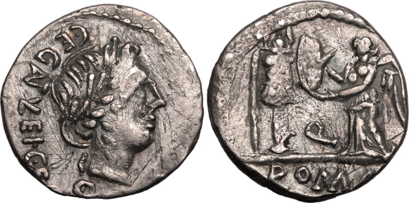 ROMAN REPUBLIC & IMPERATORIAL. C. Egnatuleius C. f.. 
Silver quinarius, 97 BC. ...