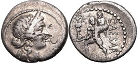 ROMAN REPUBLIC & IMPERATORIAL. Julius Caesar. 
Silver denarius, 47-46 BC. Military mint traveling with Caesar in North Africa. 
Obv: diademed head o...