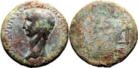 ROMAN EMPIRE. Claudius. 
Bronze as, AD 50-54. Rome. 
Obv: TI CLAVDIVS CAESAR AVG P M TR P IMP P P, bare head left. Rev: Minerva hurling javelin righ...