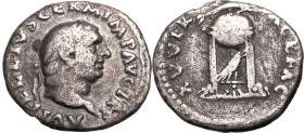 ROMAN EMPIRE. Vitellius. 
Silver denarius, AD 69. Rome. 
Obv: A VITELLIVS GERM IMP AVG TR P, laureate head right. Rev: XV VIR SACR FAC, tripod-lebes...