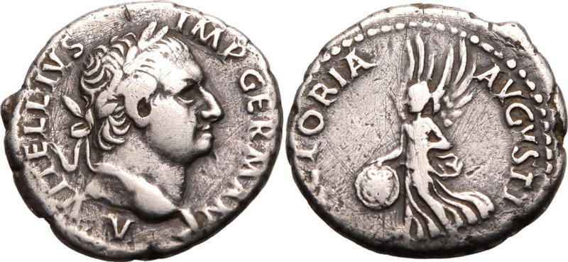 ROMAN EMPIRE. Vitellius. 
Silver denarius, AD 69. Lugdunum. 
Obv: A VITELLIVS ...