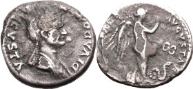 ROMAN EMPIRE. Diva Domitilla (mother of Titus and Domitian). 
Silver/Bronze fourr&eacute;e denarius, AD 79-81. Rome. 
Mule, featuring reverse type o...