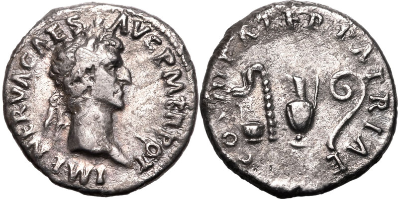 ROMAN EMPIRE. Nerva. 
Silver denarius, AD 97. Rome. 
Obv: IMP NERVA CAES AVG P...