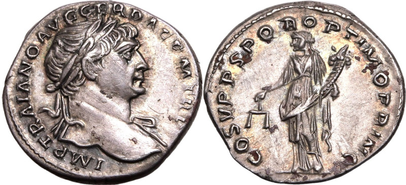 ROMAN EMPIRE. Trajan. 
Silver denarius, AD 108-109. Rome. 
Obv: IMP TRAIANO AV...