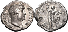 ROMAN EMPIRE. Hadrian. 
Silver denarius, AD 125-127. Rome. 
Obv: HADRIANVS AVGVSTVS, laureate head right. Rev: COS III, Neptune standing right with ...