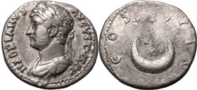 ROMAN EMPIRE. Hadrian. 
Silver denarius, AD 126-127. Uncertain Eastern mint. 
Obv: HADRIANVS AVGVSTVS P P, laureate, draped and cuirassed bust left....