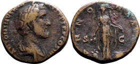 ROMAN EMPIRE. Antoninus Pius. 
Bronze sestertius, AD 141-143. Rome. 
Obv: ANTONINVS AVG PIVS P P TR P COS III, laureate and draped bust right. Rev: ...