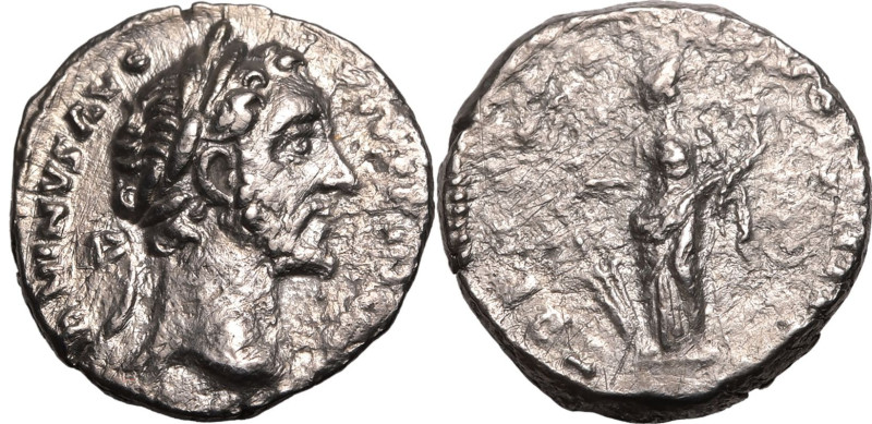 ROMAN EMPIRE. Antoninus Pius. 
Silver denarius, AD 157-158. Rome. 
Obv: ANTONI...