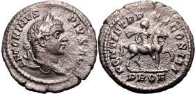 ROMAN EMPIRE. Caracalla. 
Silver denarius, AD 208. Rome. 
Obv: ANTONINVS PIVS AVG, laureate head right. Rev: PONTIF TR P XI COS III, Emperor on hors...