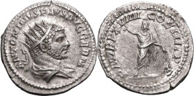 ROMAN EMPIRE. Caracalla. 
Silver antoninianus, AD 216. Rome. 
Obv: ANTONINVS PIVS AVG GERM, radiate and draped bust right. Rev: P M TR P XVIIII COS ...