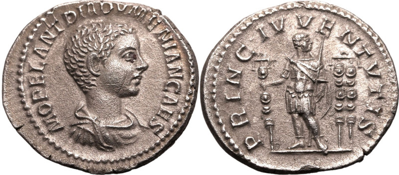 ROMAN EMPIRE. Diadumenian (Caesar). 
Silver denarius, AD 217-218. Rome. 
Obv: ...