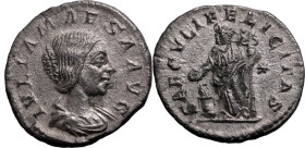 ROMAN EMPIRE. Julia Maesa (grandmother of Elagabalus). 
Silver denarius, AD 218-222. Rome. 
Obv: IVLIA MAESA AVG, draped bust right. Rev: SAECVLI FE...
