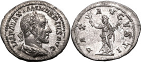 ROMAN EMPIRE. Maximinus I. 
Silver denarius, AD 235-236. Rome. 
Obv: IMP MAXIMINVS PIVS AVG, laureate, draped and cuirassed bust right. Rev: PAX AVG...