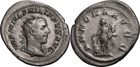 ROMAN EMPIRE. Philip I. 
Silver antoninianus, AD 244-247. Rome. 
Obv: IMP M IVL PHILIPPVS AVG, radiate, draped and cuirassed bust right. Rev: ANNONA...