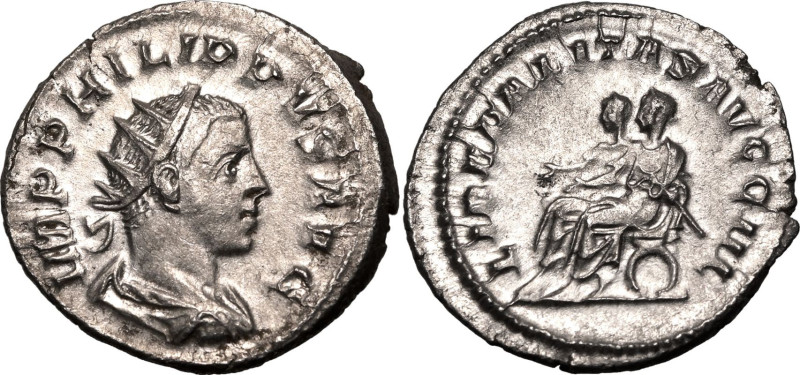ROMAN EMPIRE. Philip II. 
Silver antoninianus, AD 247-249. Rome. 
Obv: IMP PHI...