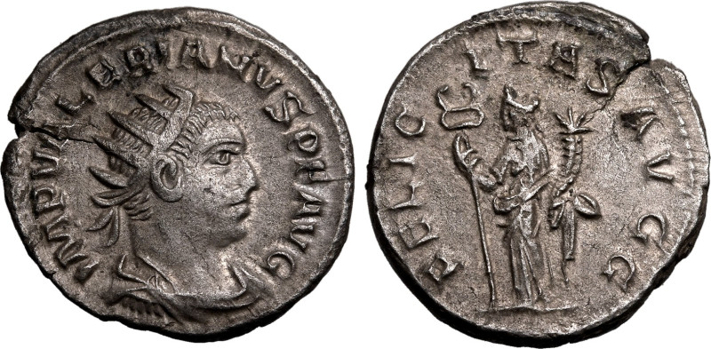 ROMAN EMPIRE. Valerian I. 
Silver antoninianus, AD 257-259. Antioch. 
Obv: IMP...