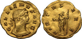 ROMAN EMPIRE. Gallienus. 
Gold aureus, AD 260-268. Rome. 
Obv: GALLIENVS AVG, laureate and cuirassed bust right. Rev: VIRTVS AVG, Mars, draped, stan...