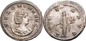 ROMAN EMPIRE. Salonina (wife of Gallienus). 
Billon antoninianus, AD 266-267. Antioch. 
Obv: SALONINA AVG, diademed and draped bust right, set on cr...