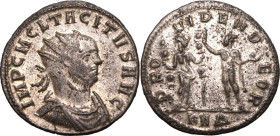 ROMAN EMPIRE. Tacitus. 
Billon antoninianus, AD 276. Serdica. 
Obv: IMP C M CL TACITVS AVG, radiate, draped and cuirassed bust right. Rev: PROVIDEN ...